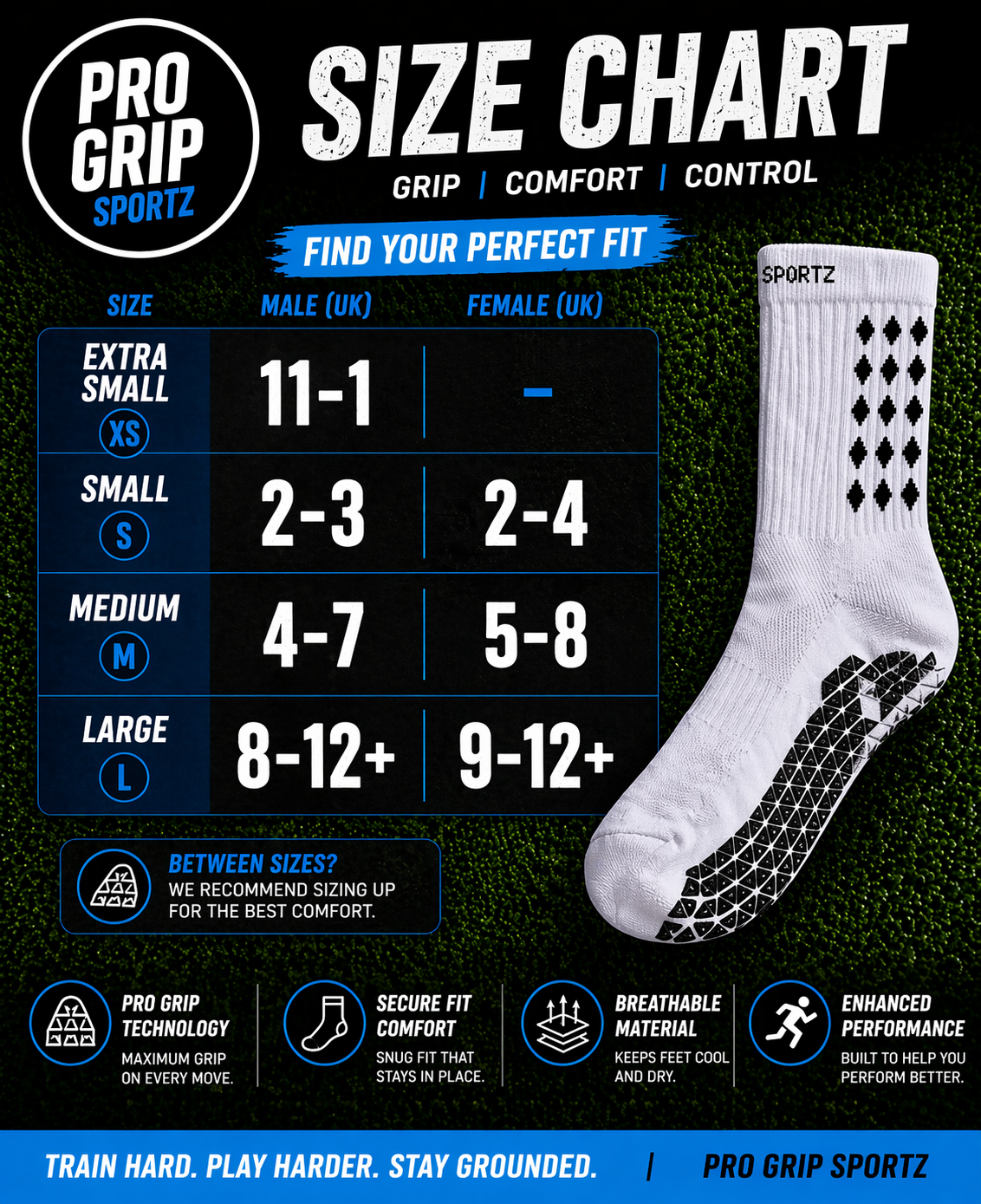 Pro Grip Sportz Grip Socks £7 Each or 4 For £21 Use Code - PGS21